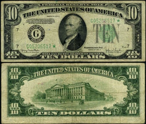FR. 2009 G* $10 1934-D Federal Reserve Note Chicago G-* Block Fine+ Star - Picture 1 of 3