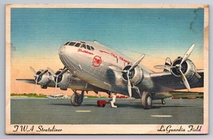 Postal TWA Stratoliner LaGuardia Field Queens Nueva York N192 - Imagen 1 de 2