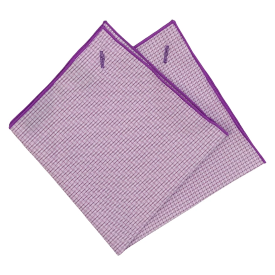 Pañuelo cuadrado de bolsillo ALARA para hombre lavanda púrpura cuadros algodón pañuelo 12,5" Foto 1 de 4