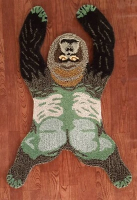 Alfombra Groovy Gorilla 3x5 pies hecha a mano 100 % lana acolchada a mano para decoración del hogar Foto 1 de 4