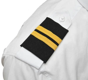 Pilot Epaulets Flight Engineer Two Bar Gold Nylon on Black - Picture 1 of 1