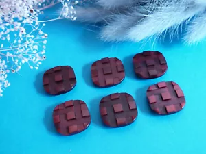 1212BBIS Chequerboard Buttons " Checkerboard " Burgundy Iridescent Lot 6 Ép. - Picture 1 of 4