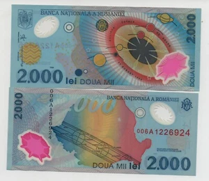 ROMANIA 2000 LEI 1999 PICK 111 POLYMER UNC - Picture 1 of 1