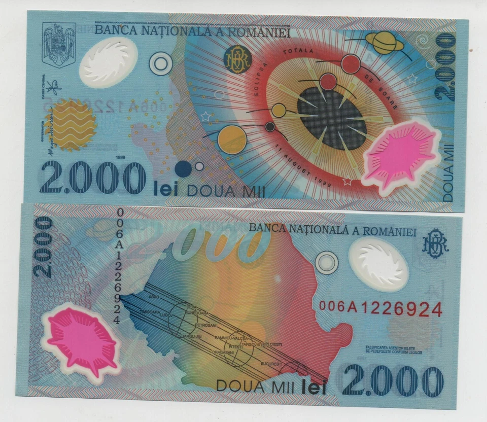 ROMANIA 2000 LEI 1999 PICK 111 POLYMER UNC - Image 1 of 1