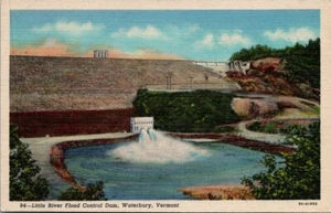 LITTLE RIVER FLOOD CONTROL DAM Waterbury, Vermont VT lino postal - Imagen 1 de 2