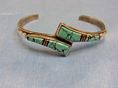 SP622-925er Silber Armreif m Türkis Innen d.m 6 cm Breit 17 mm Gewicht 19 Gramm - Bild 1 von 4