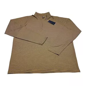 NWT Holderness & Bourne The Hyatt 1/4 Zip Golf Pullover Gold Blue Striped Size L - Picture 1 of 8