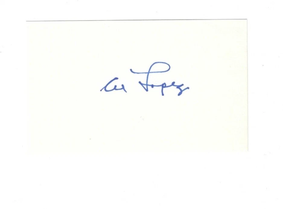 Autographed Signed AL LOPEZ  HOF 3x5 Index Card  - w/COA - Image 1 of 1