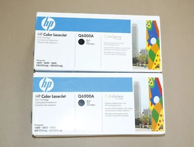 2 New OEM HP LaserJet 1600, 2600, 2605, CM1015, 1017 Black Toners Q6000A - Image 1 of 4