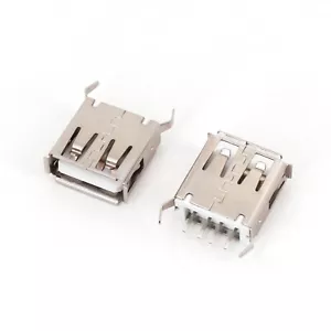 10Pcs USB Type A 4Pin Female Bent Leg Straight Socket PCB Mount Solder Connector - Picture 1 of 4