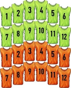 24 Pack Scrimmage Team Soccer Pinnies Vests Jerseys for Basketball Football - Picture 1 of 5