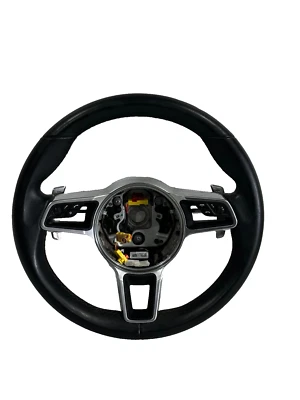 2015 - 2024 Porsche Macan Drivers Black Leather Steering Wheel 95B959256E 💎 OEM - Image 1 of 4
