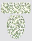 Green Small Fern Leaves Light Weight Fabric Toilet Seat Lid &amp; Tank Lid Covers