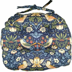 2 x Almohadillas de asiento de algodón con diseño de ladrón de fresas William Morris con lazos - Imagen 1 de 1