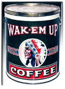 Lata de café Wak-em Up vintage lata metal nevera imán color laminado durará  - Imagen 1 de 4