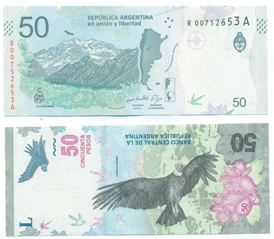 ARGENTINA NOTE 50 PESOS (2020) SANDLERIS-MONZO REPLACEMENT P 363 UNC - Image 1 of 1