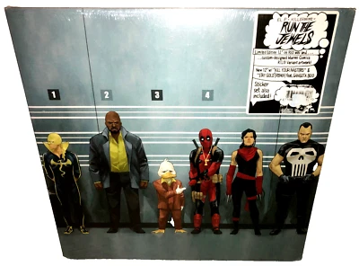 Run The Jewels RTJ3 Limited Ed Marvel Variant cover LP Red Vinyl wth Sticker Set - Image 1 of 4