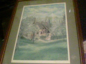 Impresión firmada por John Burt, Anne Hathaway's Cottage 1976 enmarcada sc - Imagen 1 de 6