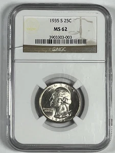 1935-S Washington Quarter : NGC MS62 - Picture 1 of 4