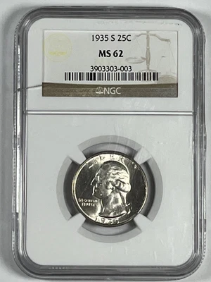 1935-S Washington Quarter : NGC MS62 - Image 1 of 4