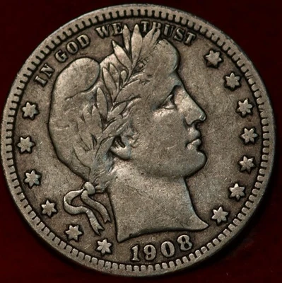 1908-D Denver Mint Silver Barber Quarter - Image 1 of 2