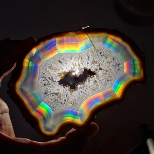 Ágata arco iris de iris de calidad premium grande de 254,65 quilates - artículo raro losa de ágata de iris - Imagen 1 de 6