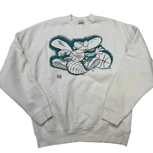 Vintage Charlotte Hornets Pullover Crewneck Sweatshirt Size XL Off White Salem - Picture 1 of 8