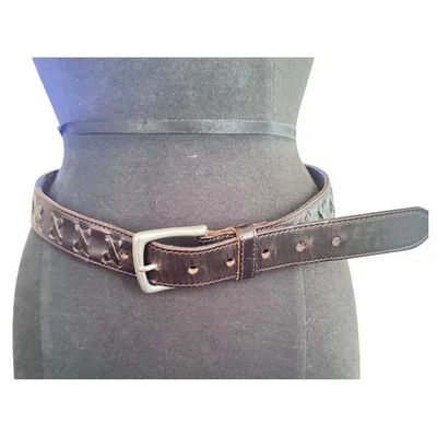 J. Crew Leather Belt Brown Woven X Detail Made in England M Preloved - Image 1 of 4