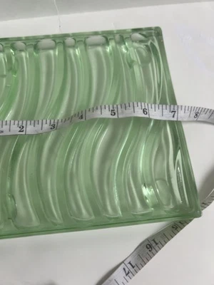 2 Green Art Glass Olive Serving Trays Vintage 7x7 Preowned. - Image 1 of 4