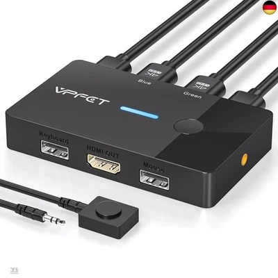 AILVLVNG HDMI KVM Switch 2 PC 1 Monitor 4K@60Hz USB KVM Switches für 2  - Bild 1 von 4