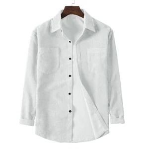 Camisa Hombre Informal Manga Larga Pana Color Sólido Solapa - Imagen 1 de 20
