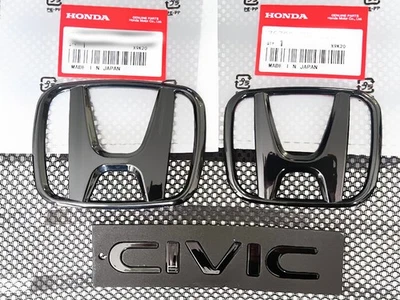 3PCS Fit For HONDA Civic 2016-2021 Front+Rear Emblem H+ CIVIC Badge Black NEW US - Image 1 of 4