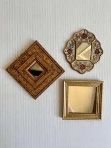 3 Vtg Antique Wall Mirror Assorted Lot Gold Ornate Small Gallery Wall - Picture 1 of 9
