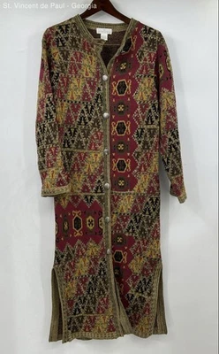 Cárdigan plumero Soft Surroundings Tapiz Maxi para mujer pequeños botones rojos Foto 1 de 4