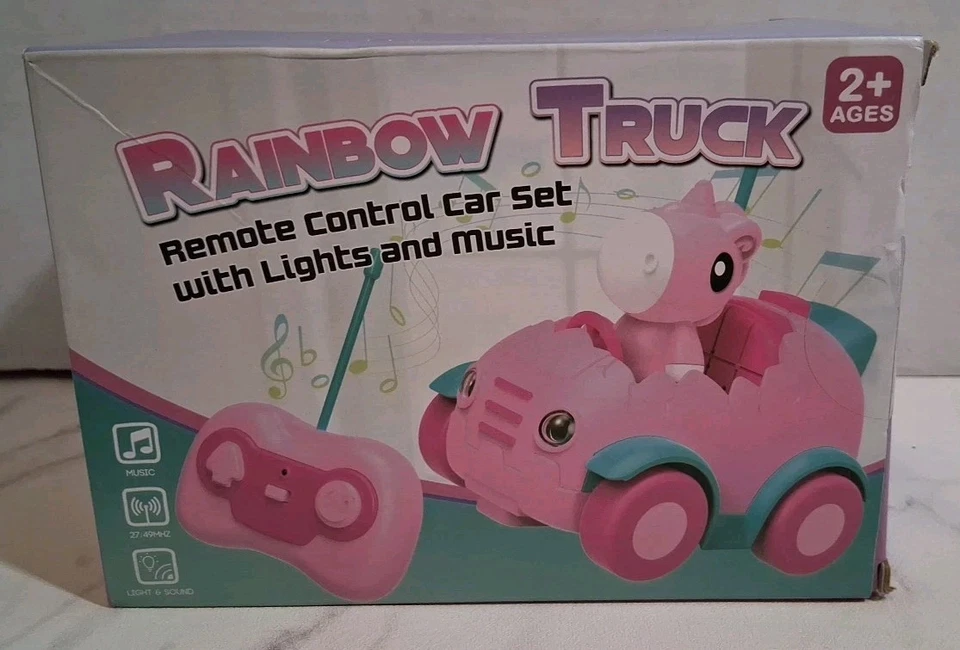 Nueplay Rainbow Truck Remote Control Car Set W/Lights & Music Purple Unicorn New - Image 1 of 4