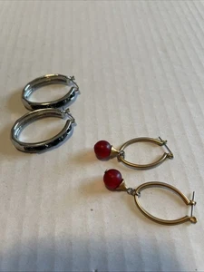 Konvolut 2 Paar Ohrringe gold & silberfarben Creolen Modeschmuck - Bild 1 von 7
