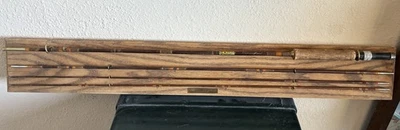 Vara de mosca de bambu dividida vintage 4 peças com exibição de carvalho Horrocks-Ibbotson Cunningham - Imagem 1 de 4