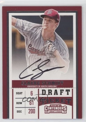 2017 Panini Contenders Draft Picks RPS Ticket Clarke Schmidt (Facing Left) Auto - Image 1 of 2