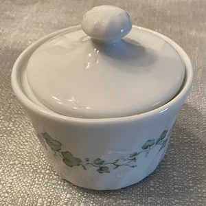 VTG Corning SUGAR BOWL with LID Green Ivy Corelle Coordinates STONEWARE - Picture 1 of 4