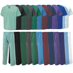 Túnica y pantalón exfoliante unisex con cuello en V - Uniforme médico - Imagen 1 de 50