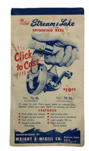 1956 Stream & Lake Spinning Fishing  Reel Fishing Record Pamphlet Wright  McGill - Picture 1 of 4