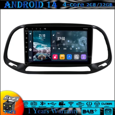 9"Android 14 Autoradio GPS SAT Navi DAB Carplay Stereo For Fiat Doblo 2015-2019 - Image 1 of 4