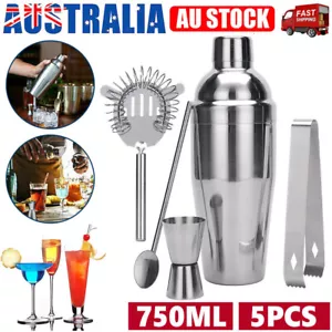 Cocktail Shaker Set Maker Mixer Martini Spirits Bar Strainer Bartender Kit AU - Picture 1 of 13