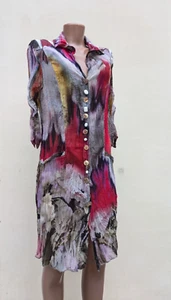 BOTTEGA Elisa Cavaletti mesh robe-tunic with art button, watercolor print, lace - Picture 1 of 19