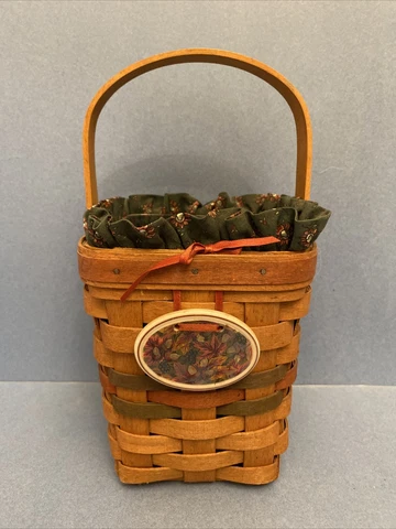 1992 Longaberger Small Spoon Shades of Autumn Bittersweet Basket Combo w/Tie-on Cover
