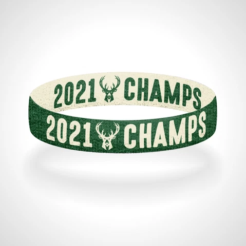 Reversible 2021 Champs Milwaukee Bucks Bracelet Wristband Fear the Deer Cover