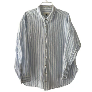 Universal Thread Striped Button Up Shirt XXL Long Sleeve Blue White Lightweight - Picture 1 of 7