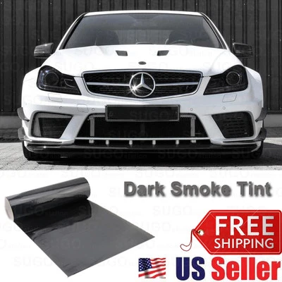 12"x48" Dark Smoke Tint Film Lens Vinyl Wrap Sheet Sticker Tail Light Head Lamp - Image 1 of 4