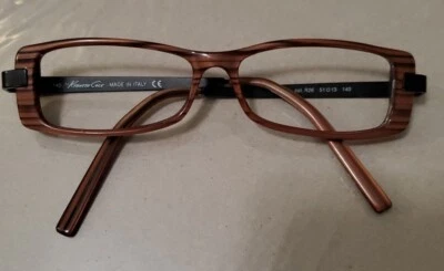 Kenneth Cole Italy KC 543 R26 Wood Tone Black Stripe Eyeglass Frames 51 13 140  - Image 1 of 4