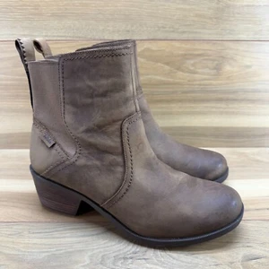 Teva Anaya Chelsea Boots Womens 11 Brown Waterproof Leather Pull Block Heel - Picture 1 of 12